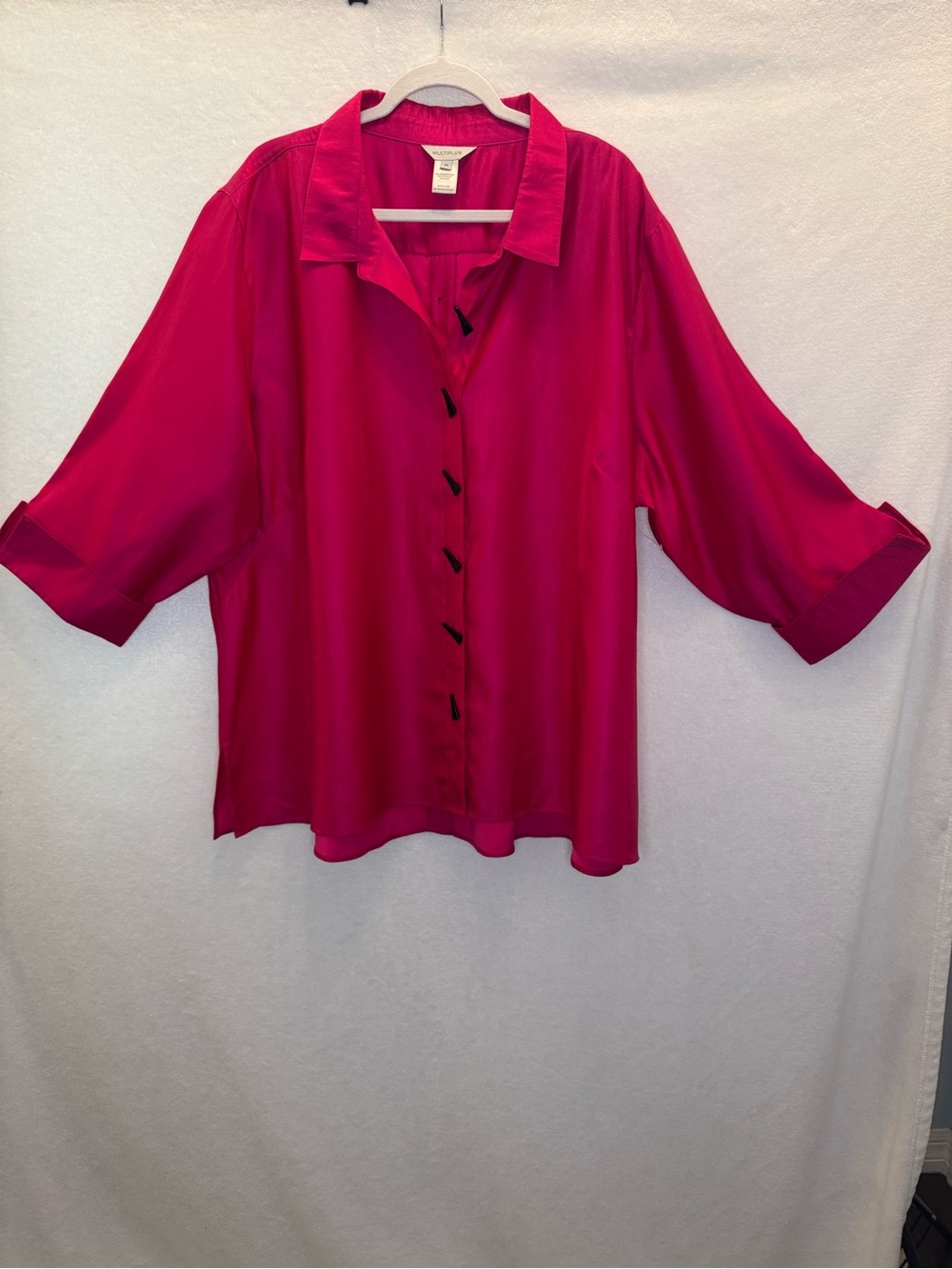 Multiples Hot Pink Top Fun Black Buttons On Front & Back 3X